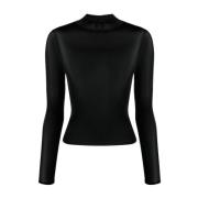 Courrèges Svart Mockneck 2nd Skin Top Black, Dam