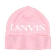 Lanvin Rosa Bomull Ribbade Manschetter Hatt med Logobroderi Pink, Dam