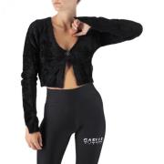 Gaëlle Paris Svart Logotyp Knappad Crop Cardigan Black, Dam