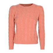 Cashmere Company Rosa Lax Cashmere och Ull Flätad Crewneck Tröja Pink,...