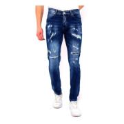 True Rise Slim Fit Jeans Stretch Män - Dc-047 Blue, Herr