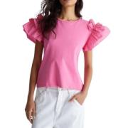 Liu Jo Rynkad Poplin Dam T-shirt Pink, Dam