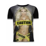 Local Fanatic Caution Digital Rhinestone - Herr t shirt - 11-6284Z Bla...