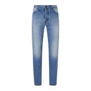 Kiton Slim-Fit Bomullsjeans i Ljusbl? Tvätt Blue, Herr