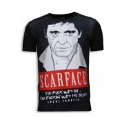 Local Fanatic Scarface Red Scar Rhinestone - Herr T Shirt - 6169 Black...