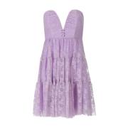 Aniye By Lila Spetsklänning med V-ringning Purple, Dam