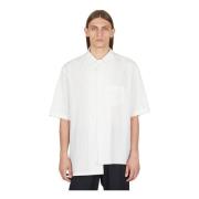 Lanvin Bomullsrandig skjorta med asymmetrisk fåll White, Herr