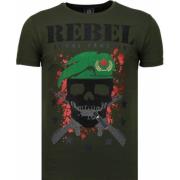 Local Fanatic Skull Rebel Rhinestone - T Shirt Herr - 5776G Green, Her...
