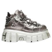 Vetements Metallic Läder Platform Sneakers Gray, Herr