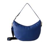 Borbonese Luna Bag 011 Medium Blå Läder Axelväska Blue, Dam