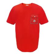 Moncler Röd Ficka T-Shirt Red, Dam