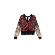 Twinset Leopard Blommig Cardigan Set Multicolor, Dam