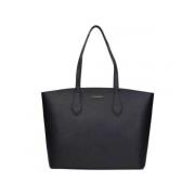 Twinset Glossy Leather Tote Bag Black, Dam