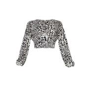 Liu Jo Leopardmönstrad Crop Top med Öppen Rygg Multicolor, Dam