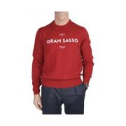 Gran Sasso Röd Geelong Ull Crew Neck Tröja med Logo Red, Herr