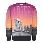 Aries Multifärgad Intarsia-Stickad Sweatshirt Multicolor, Herr