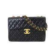 Chanel Vintage Förhandsägd Svart Läder Chanel Väska Black, Dam