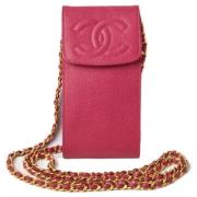 Chanel Vintage Begagnad Rosa Läder Chanel Crossbody Väska Pink, Dam
