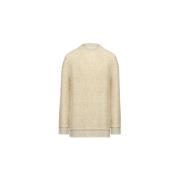 Maison Margiela Rå Vävd Stickad Tröja Beige, Dam