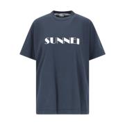 Sunnei Blå Bomull T-shirt med Logotyp Blue, Dam