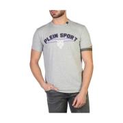 Plein Sport Kortärmad T-shirt, Enfärgad, Stilren och Bekväm Gray, Herr