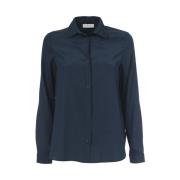 Le Tricot Perugia Silkesskjorta med klassisk krage Blue, Dam