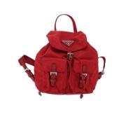 Prada Vintage Pre-owned Nylon ryggsckar Red, Dam