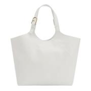 Furla Geometrisk Inlägg Läder Tote XL White, Dam