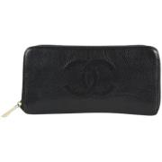 Chanel Vintage Italienska läderplånböcker, begagnade, 7,5 längd Black,...