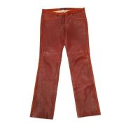 Isabel Marant Pre-owned Modernt Röda Läder Slim Fit Byxor Red, Dam