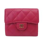 Chanel Vintage Begagnad Rosa Läderplånbok Pink, Dam