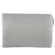 Bottega Veneta Vintage Grå Intrecciato Läderclutch Gray, Dam