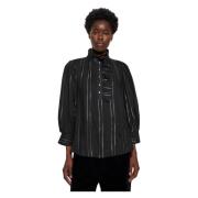 Antik Batik Edward randig blus Black, Dam