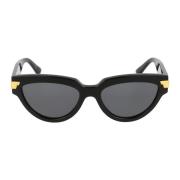 Bottega Veneta Cat Eye Solglasögon med Guld Detaljer Black, Dam