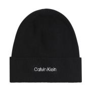 Calvin Klein Svart Stickad Mössa - Essential Stil Black, Dam