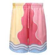 Casablanca Tryckta Satin Bermuda Shorts Pink, Herr