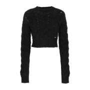 Dsquared2 Svart Mohair Kort Tröja Black, Dam