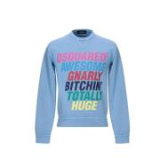 Dsquared2 Sky Blue Sweatshirt med Dsquared2 Logo Blue, Herr