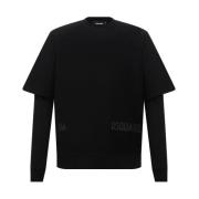 Dsquared2 Svart Logo Sweatshirt, Långärmad, 100% Bomull Black, Herr