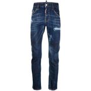 Dsquared2 Distressed Skinny-Cut Jeans, Indigo Blå Blue, Herr