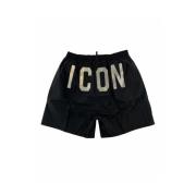 Dsquared2 Boxer Icon Shorts - Navy Blue Sportsstil Black, Herr