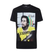 Dsquared2 Grafiskt Tryck Bob Marley T-Shirt - Storlek L, Svart Black, ...