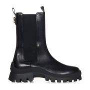 Dsquared2 Svarta kalvskinn ankelboots med mönstrad sula Black, Dam