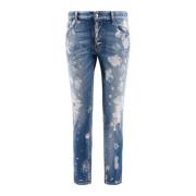 Dsquared2 Distressed Slim-fit Paint Stain Jeans Blue, Herr
