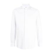 Emporio Armani Vit Lyocell-Bomullsblandning Jersey Långärmad Skjorta W...