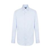 Emporio Armani Herr Poplin Semi-Fransk Krage Skjorta Blue, Herr