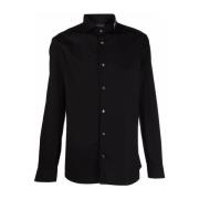Emporio Armani Bomullsskjorta med broderad logotyp Black, Herr