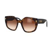 Fendi Fyrkantiga Oversized Solglasögon i Havana Tortoise Brown, Unisex