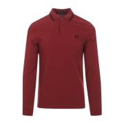 Fred Perry Långärmad polo med dubbel linje Red, Herr