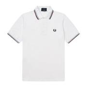 Fred Perry Original Twin Tipped Polo i Vit Is Maroon White, Herr